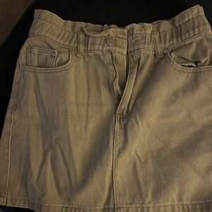 Light sage denim mini skirt
